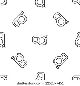 Grey line Retractable cord leash with carabiner icon isolated seamless pattern on white background. Pet dog lead. Animal accessory for outdoors walk.  Vector