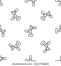 Grey line Road traffic sign. Signpost icon isolated seamless pattern on white background. Pointer symbol. Isolated street information sign. Direction sign. Vector