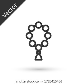 Grey line Rosary beads religion icon isolated on white background. Vector Illustration