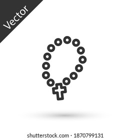 Grey line Rosary beads. Religion icon isolated on white background. Vector.