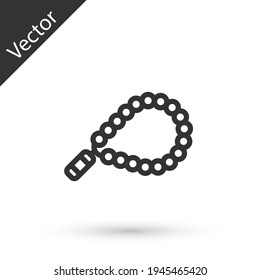 Grey line Rosary beads religion icon isolated on white background. Vector