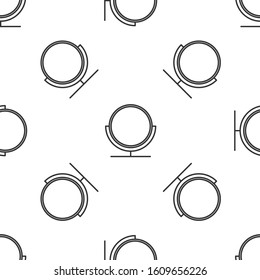 Grey line Round makeup mirror icon isolated seamless pattern on white background.  Vector Illustration