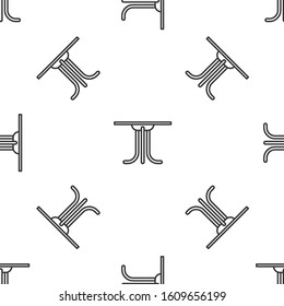 Grey line Round table icon isolated seamless pattern on white background.  Vector Illustration