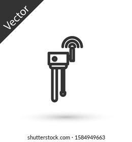 Grey line Router and wi-fi signal symbol icon isolated on white background. Wireless ethernet modem router. Computer technology internet.  Vector Illustration