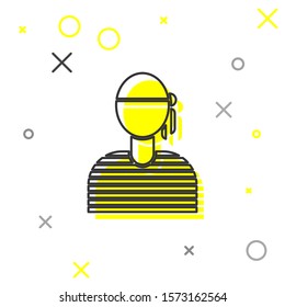 Grey line Sailor captain icon isolated on white background.  Vector Illustration