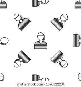 Grey line Sailor captain icon isolated seamless pattern on white background.  Vector Illustration