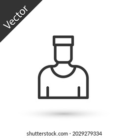 Grey line Sailor captain icon isolated on white background.  Vector