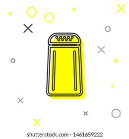 Grey line Salt and pepper icon isolated on white background. Cooking spices.  Vector Illustration