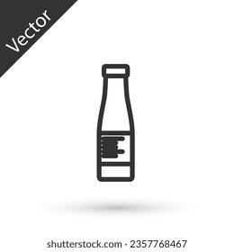 Grey line Sauce bottle icon isolated on white background. Ketchup, mustard and mayonnaise bottles with sauce for fast food.  Vector