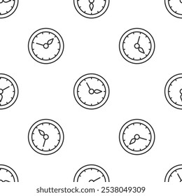 Grey line Sauna clock icon isolated seamless pattern on white background. Sauna timer.  Vector