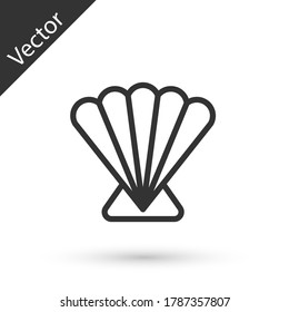 Grey line Scallop sea shell icon isolated on white background. Seashell sign. Vector.
