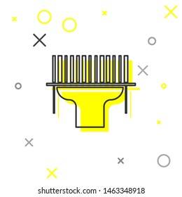 Grey line Scanner scanning bar code icon isolated on white background. Barcode label sticker. Identification for delivery with bars.  Vector Illustration