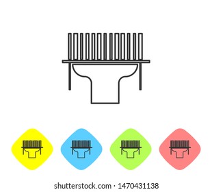 Grey line Scanner scanning bar code icon isolated on white background. Barcode label sticker. Identification for delivery with bars. Set icons in color rhombus buttons. Vector Illustration