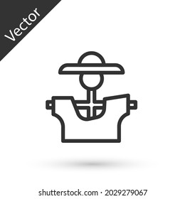 Grey line Scarecrow icon isolated on white background.  Vector