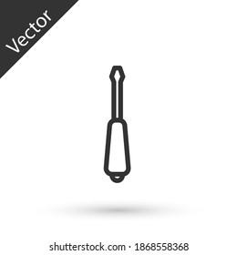 Grey line Screwdriver icon isolated on white background. Service tool symbol. Vector.