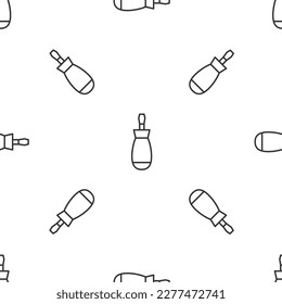 Grey line Screwdriver icon isolated seamless pattern on white background. Service tool symbol.  Vector