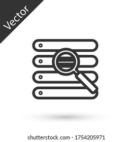 Grey line Search in a browser window icon isolated on white background. Vector Illustration
