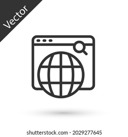 Grey line Search engine icon isolated on white background.  Vector
