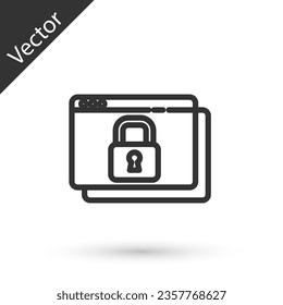 Grey line Secure your site with HTTPS, SSL icon isolated on white background. Internet communication protocol.  Vector