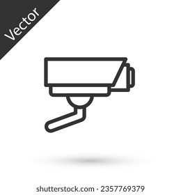 Graue Linie Sicherheitskamera Symbol einzeln auf weißem Hintergrund.  Vektorgrafik