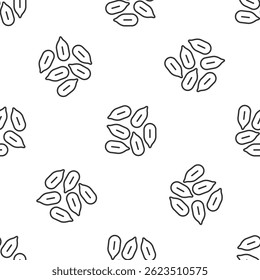 Grey line Seeds of a specific plant icon isolated seamless pattern on white background.  Vector