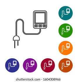 Grey line Sensor icon isolated on white background. Set icons in color circle buttons. Vector Illustration