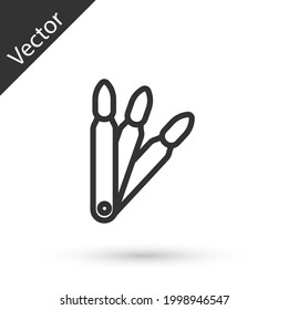 Grey line Set of false nails for manicure icon isolated on white background. Varnish color palette for nail extension. Artificial nails.  Vector