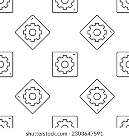 Grey line Setting icon isolated seamless pattern on white background. Tools, service, cog, gear, cogwheel sign.  Vector