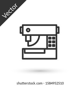 Grey line Sewing machine icon isolated on white background.  Vector Illustration