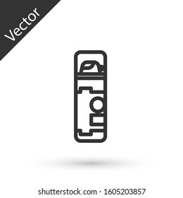Grey line Shaving gel foam icon isolated on white background. Shaving cream.  Vector Illustration
