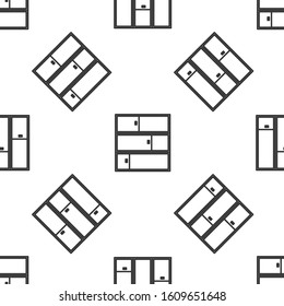 Grey line Shelf icon isolated seamless pattern on white background. Shelves sign.  Vector Illustration