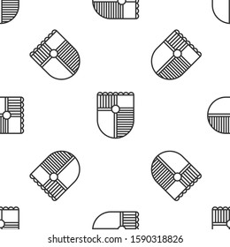 Grey line Shield for game icon isolated seamless pattern on white background.  Vector Illustration