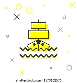 Grey line Ship icon isolated on white background.  Vector Illustration