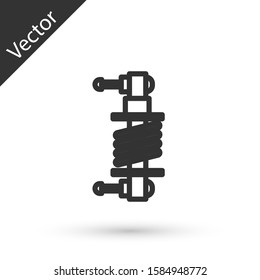 Grey line Shock absorber icon isolated on white background.  Vector Illustration