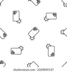 Graue Linie Shock-sichere Handy-Symbol einzeln auf weißem Hintergrund.  Vektorgrafik