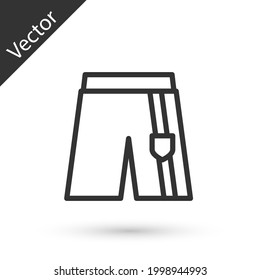 Línea gris Corto o icono de pantalones aislado en fondo blanco. Vector