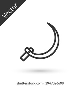 Grey line Sickle icon isolated on white background. Reaping hook sign. Vector