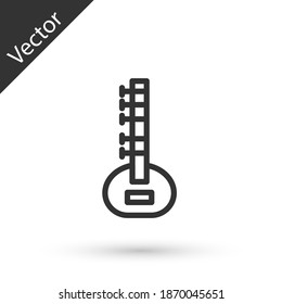 Grey line Sitar classical music instrument icon isolated on white background. Vector.