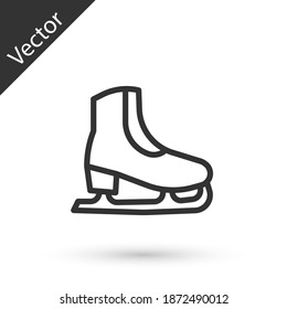 Grey line Skates icon isolated on white background. Ice skate shoes icon. Sport boots with blades. Vector.
