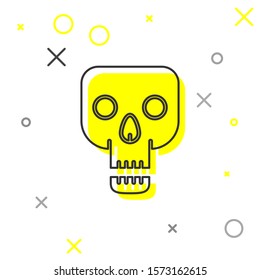 Grey line Skull icon isolated on white background. Happy Halloween party.  Vector Illustration