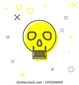 Grey line Skull icon isolated on white background. Happy Halloween party.  Vector Illustration
