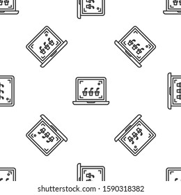 Grey line Smart farming technology - farm automation system icon isolated seamless pattern on white background.  Vector Illustration