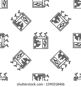 Grey line Smart farming technology - farm automation system in app icon isolated seamless pattern on white background.  Vector Illustration