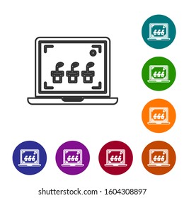 Grey line Smart farming technology - farm automation system icon isolated on white background. Set icons in color circle buttons. Vector Illustration