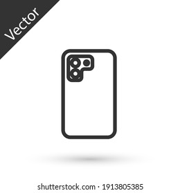 Grey line Smartphone, mobile phone icon isolated on white background. Vector.