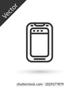Grey line Smartphone, mobile phone icon isolated on white background.  Vector