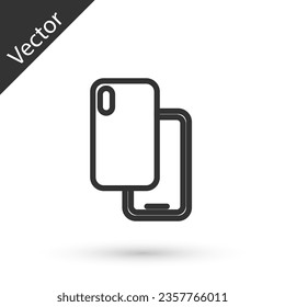 Grey line Smartphone, mobile phone icon isolated on white background. Vector