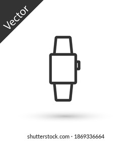 Línea gris Icono de Smartwatch aislado en fondo blanco. Vector.