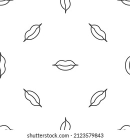 Grey line Smiling lips icon isolated seamless pattern on white background. Smile symbol.  Vector