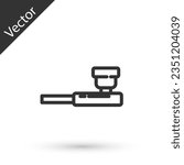 Grey line Smoking pipe with smoke icon isolated on white background. Tobacco pipe.  Vector Illustration